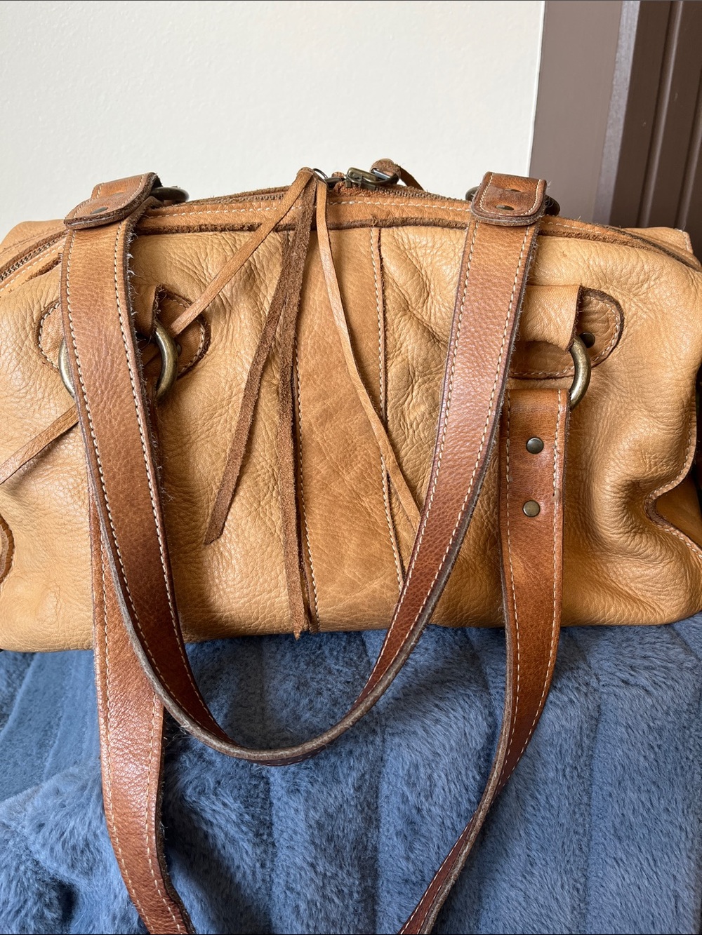 Roots Tan Leather Satchel Bag - Picture 4 of 14